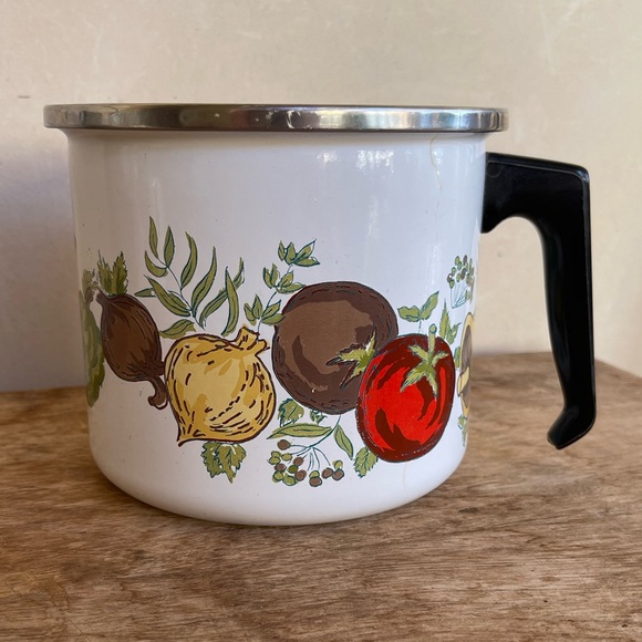 SAN IGNACIO Vintage 70’s MCM Enamelware Open 1 Qt Sauce Pot w/Handle Nantucket - Picture 4 of 9